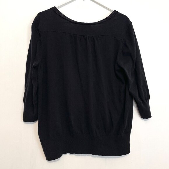 LANE BRYANT Plus Size Black V-Neck 3/4 Sleeve 100% Cotton Cardigan Sweater 18 20 - Picture 10 of 13